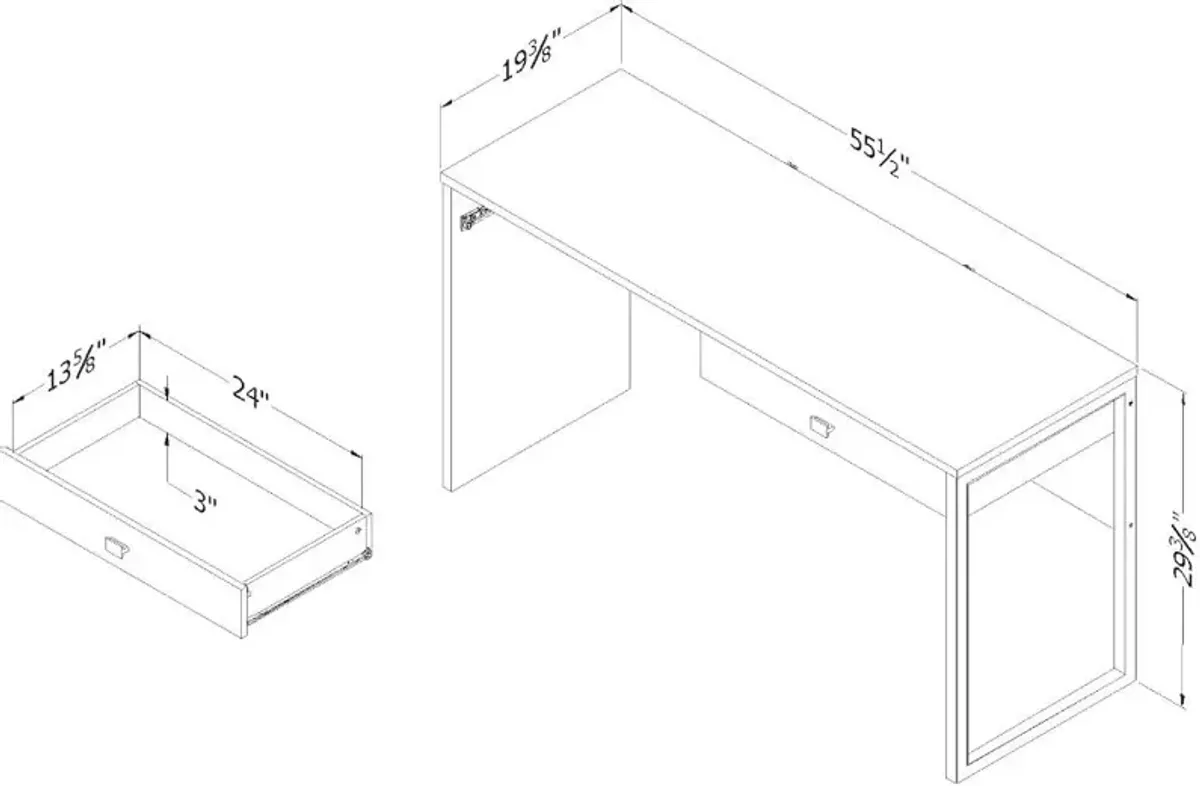 Interface White Desk with 2 Drawers - South Shore