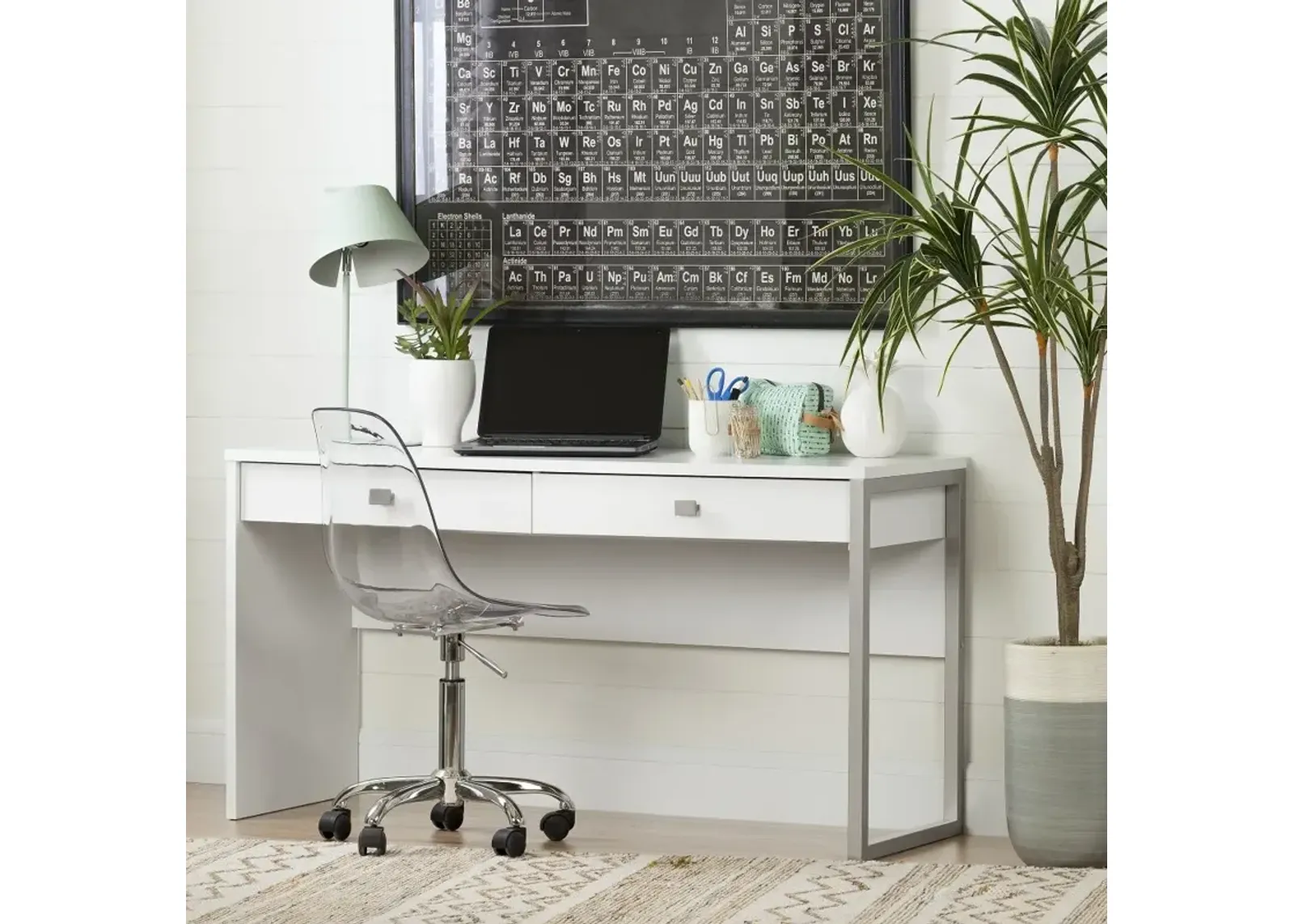 Interface White Desk with 2 Drawers - South Shore