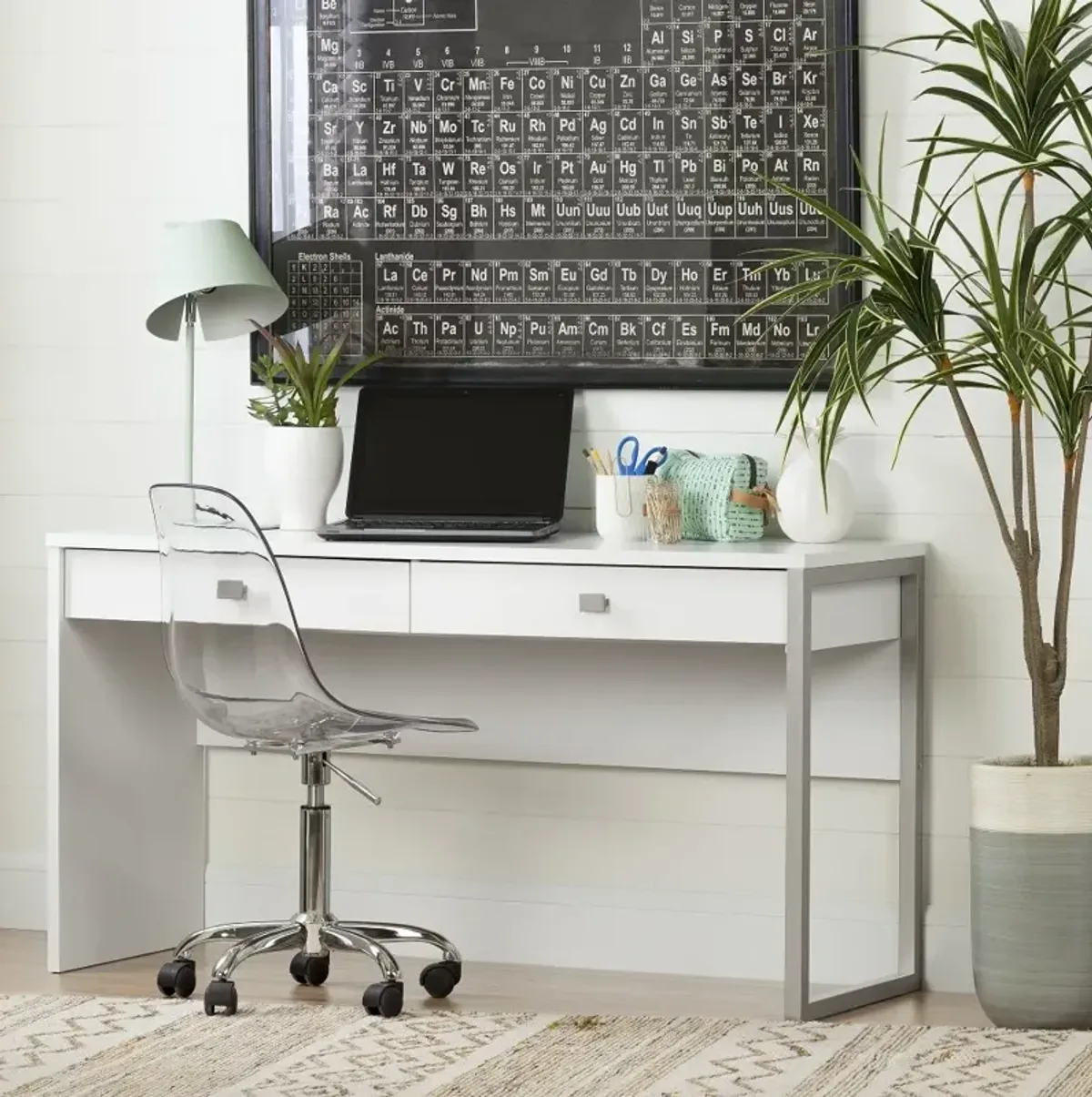 Interface White Desk with 2 Drawers - South Shore