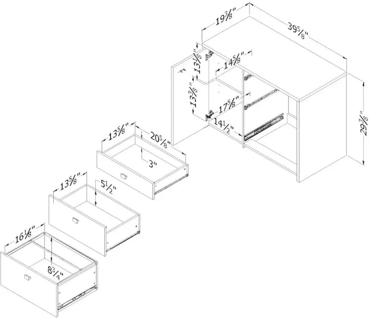 Interface White Storage Unit with File Drawer - South Shore