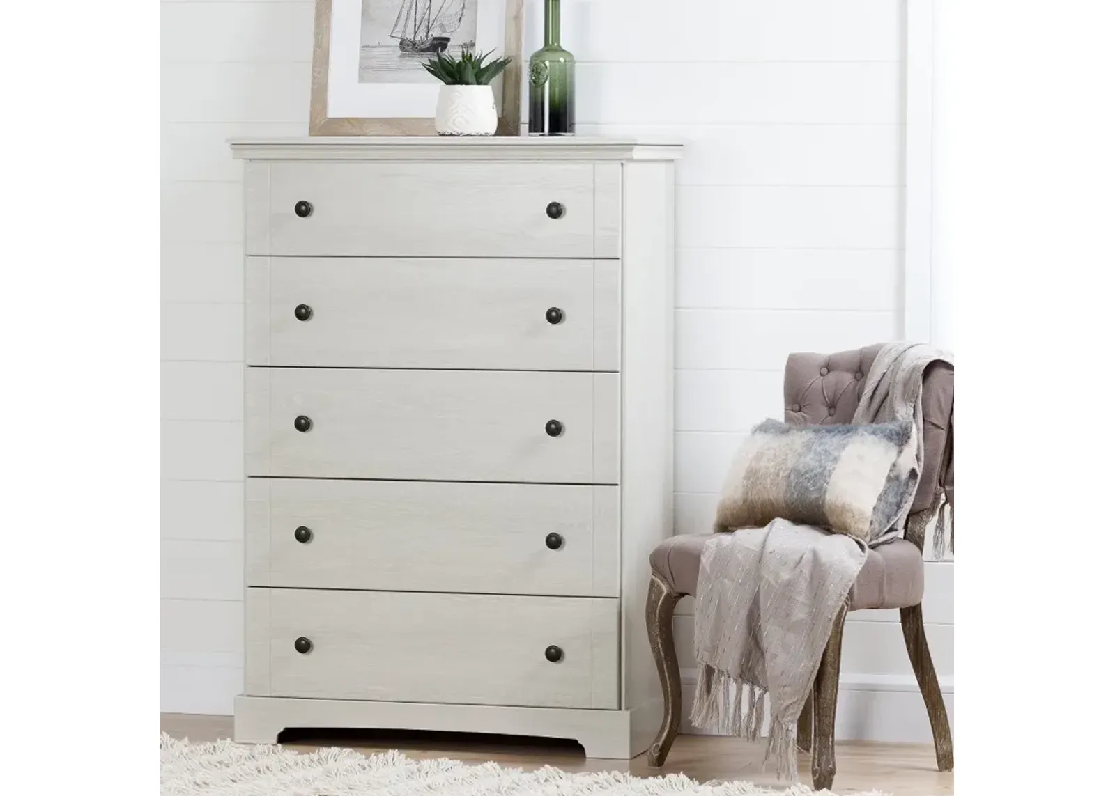 Avilla Winter Oak 5-Drawer Chest - South Shore