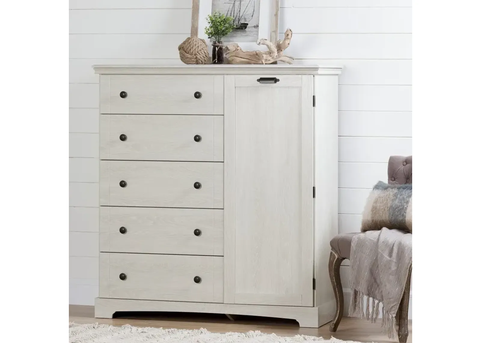 Avilla Winter Oak Chest with 5 Drawers - South Shore