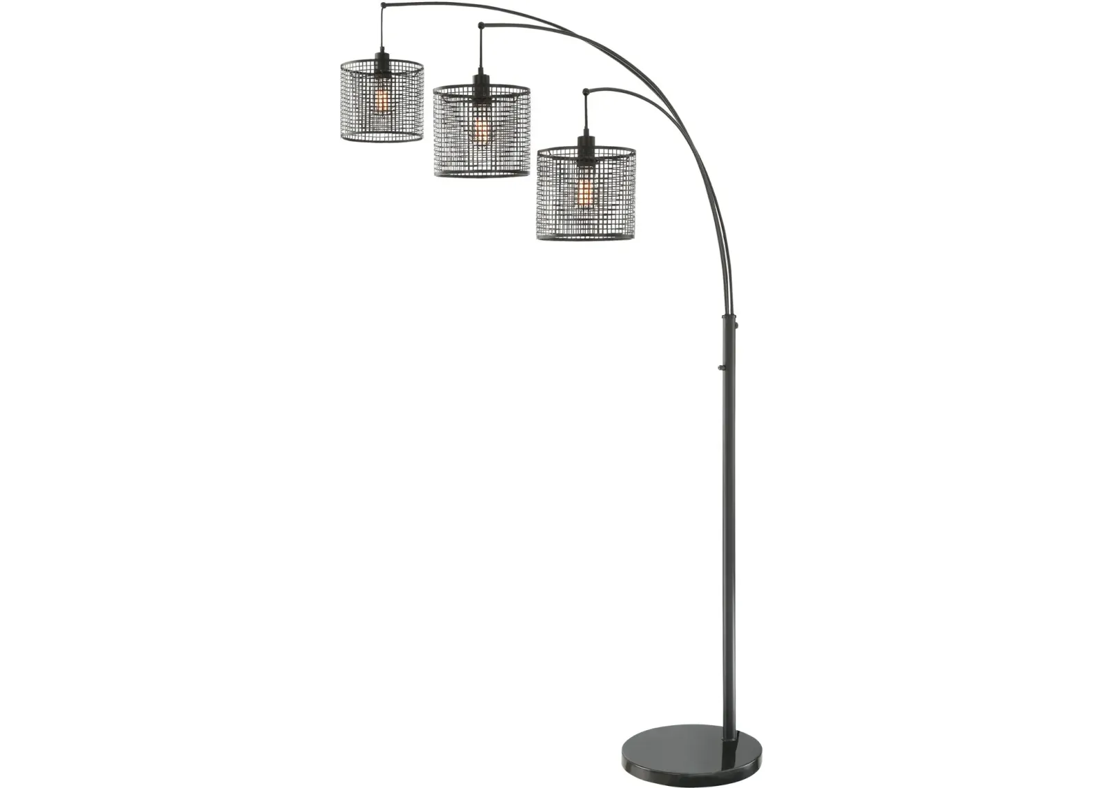 Black 3 Light Arch Floor Lamp with Mesh Metal Shades