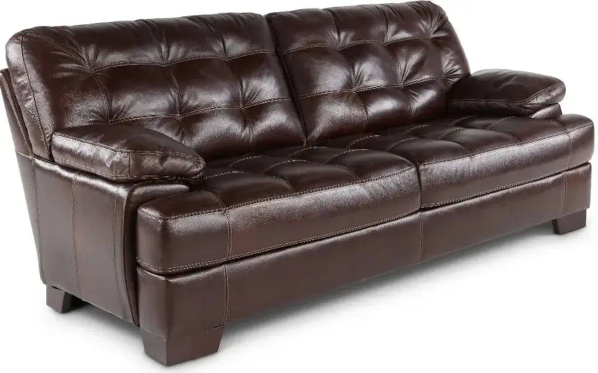 Amarillo Walnut Brown Leather Sofa