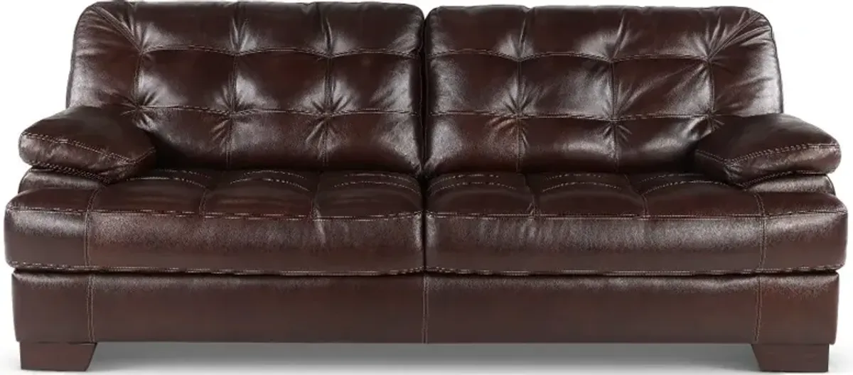 Amarillo Walnut Brown Leather Sofa