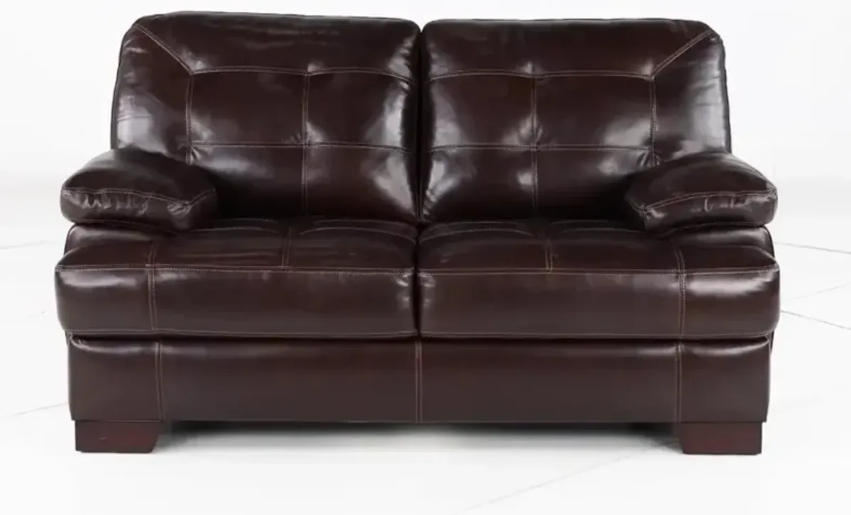 Amarillo Walnut Brown Leather Loveseat