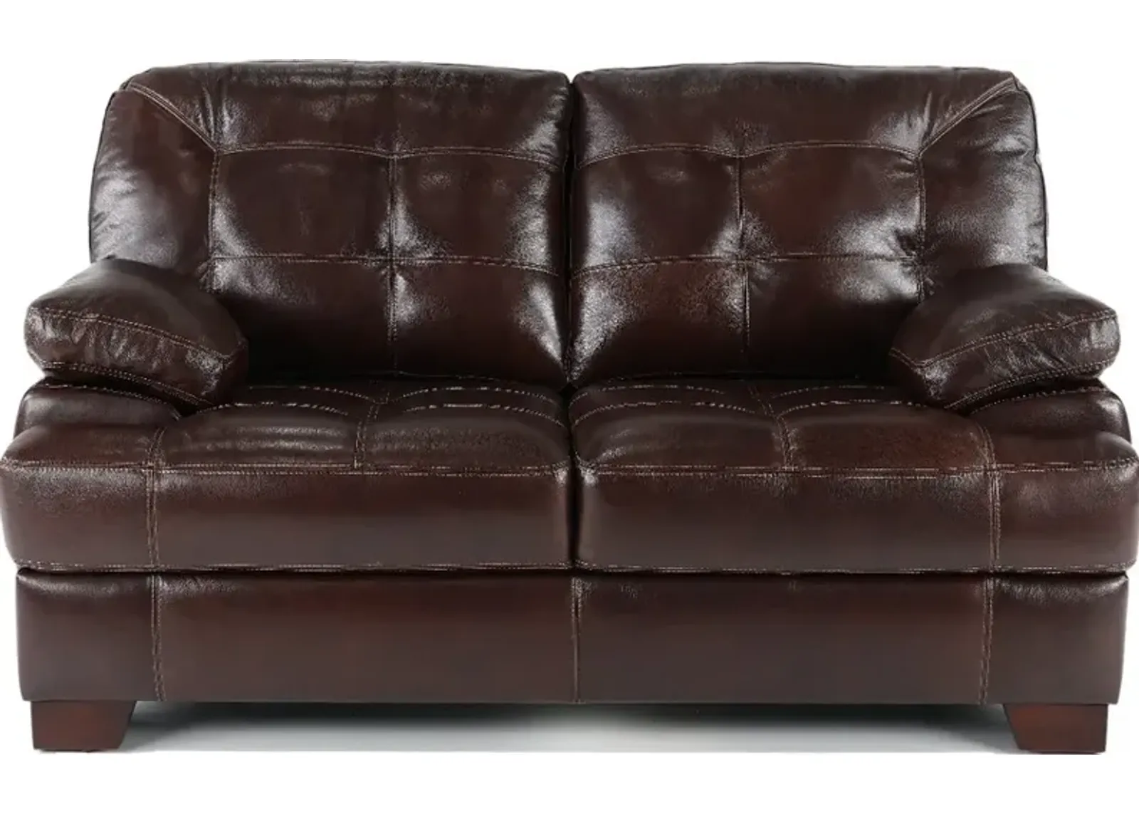 Amarillo Walnut Brown Leather Loveseat