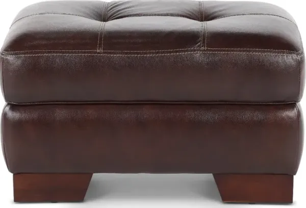 Amarillo Walnut Brown Leather Ottoman