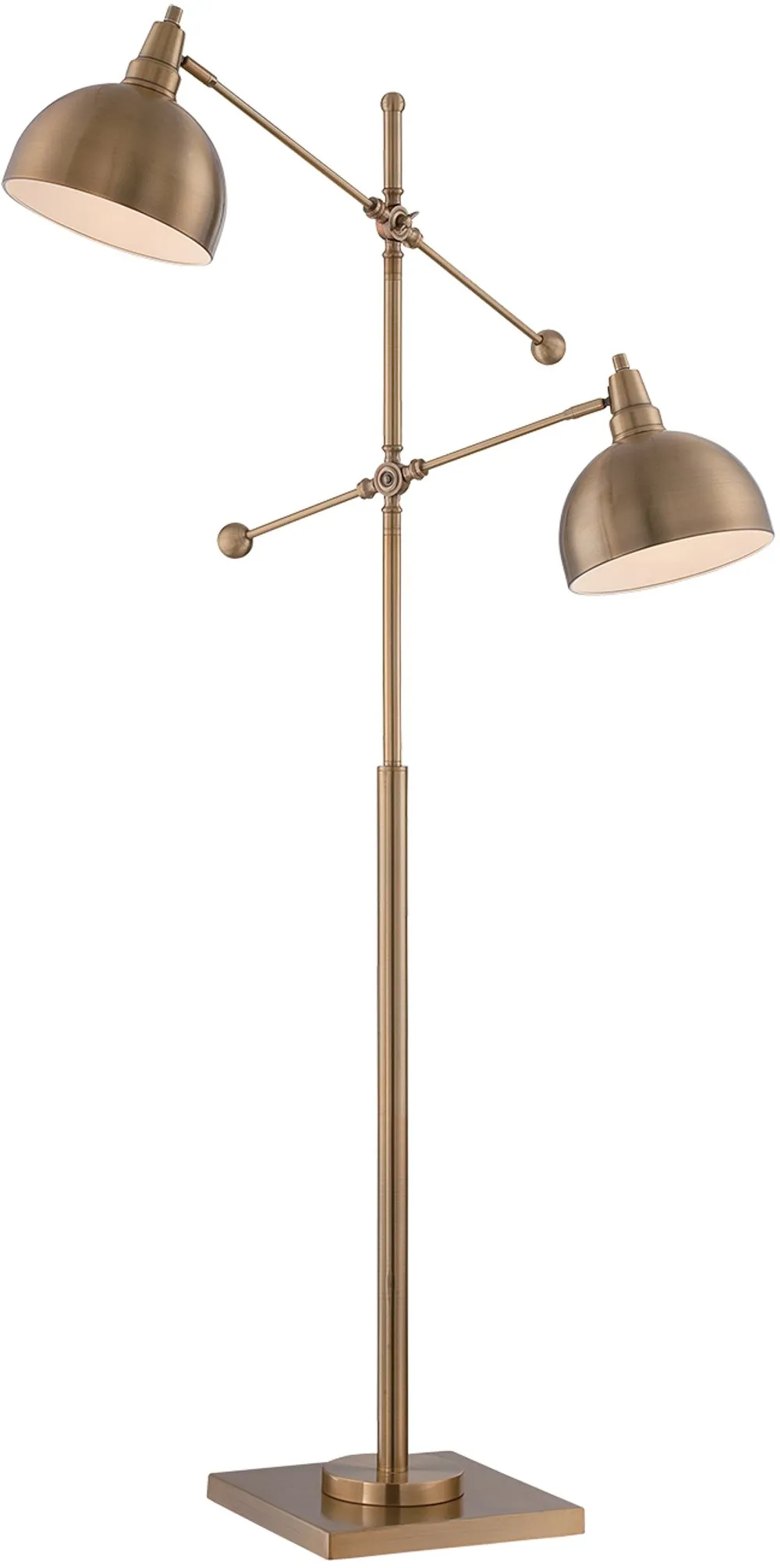 Brushed Brass 2-Light Floor Lamp - Cupola