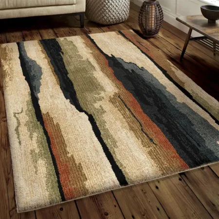 Next-Generation 8 x 11 Rock Cliff Multi-Colored Area Rug