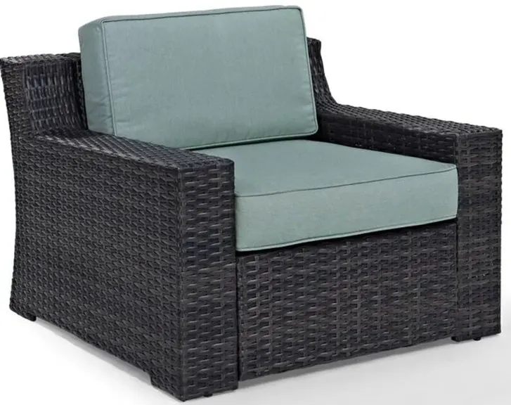 Beaufort Blue Mist and Wicker Armchair