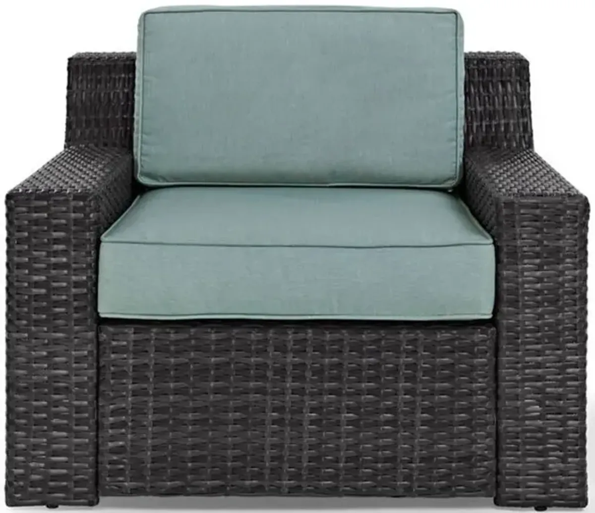 Beaufort Blue Mist and Wicker Armchair