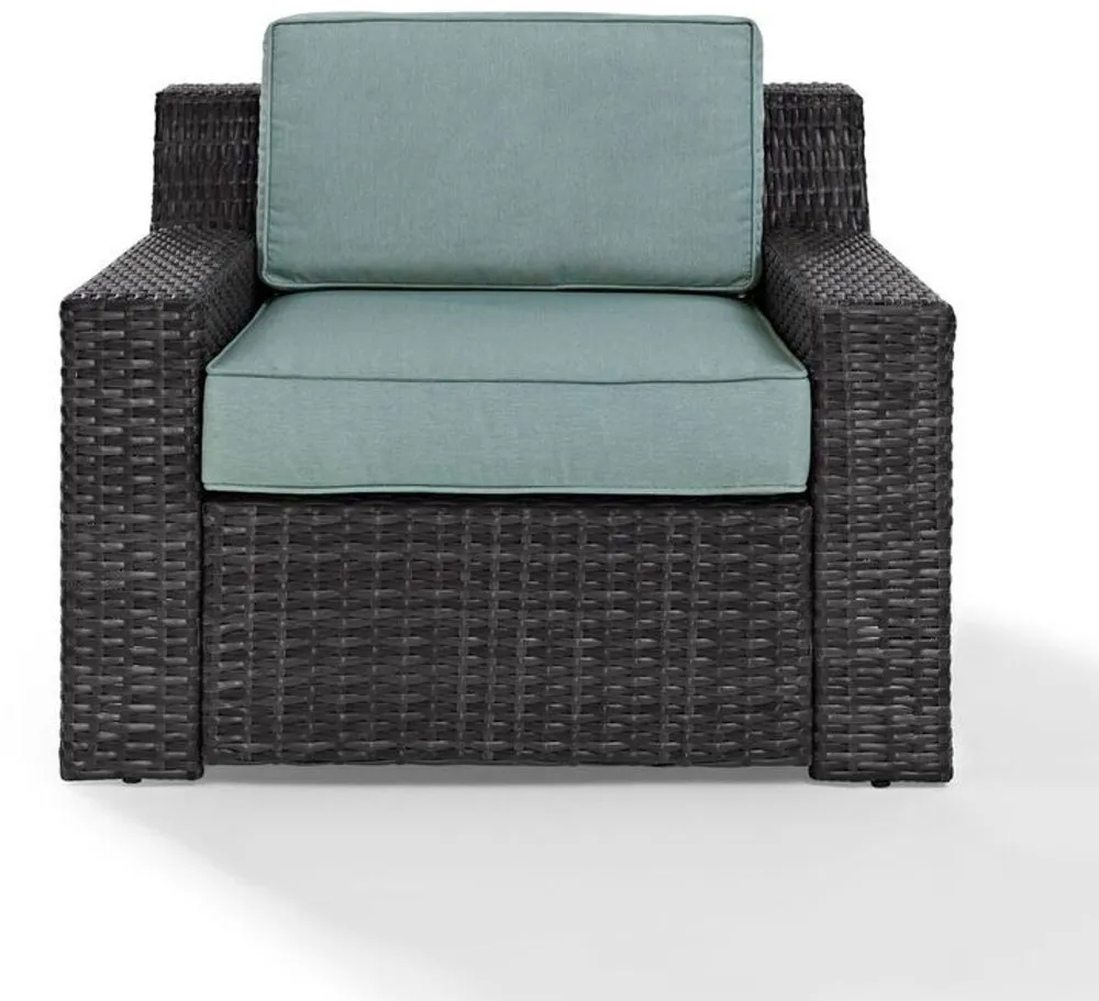 Beaufort Blue Mist and Wicker Armchair