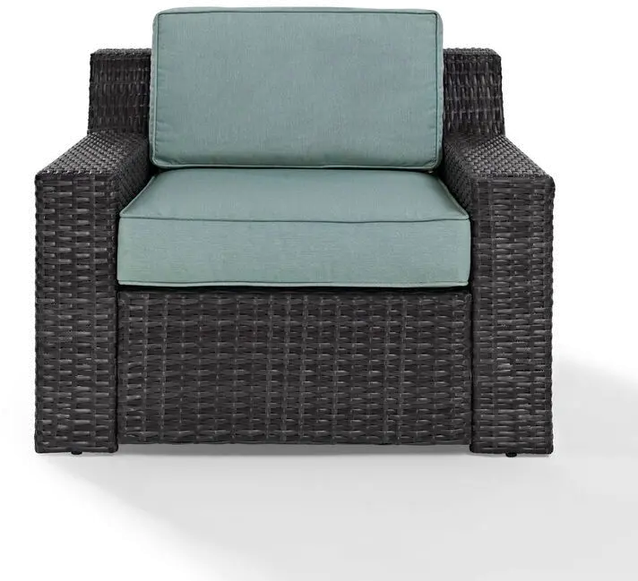 Beaufort Blue Mist and Wicker Armchair