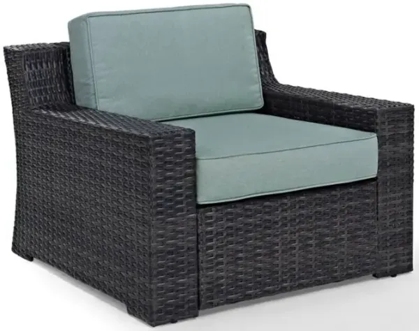 Beaufort Blue and Wicker Armchair