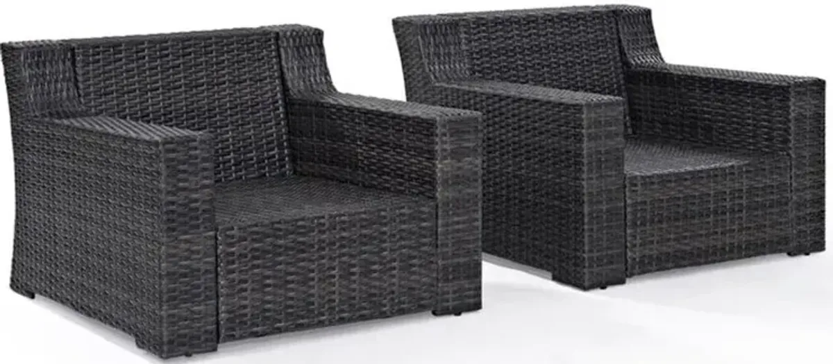 Beaufort Blue Mist and Wicker Patio Armchairs, Set of 2