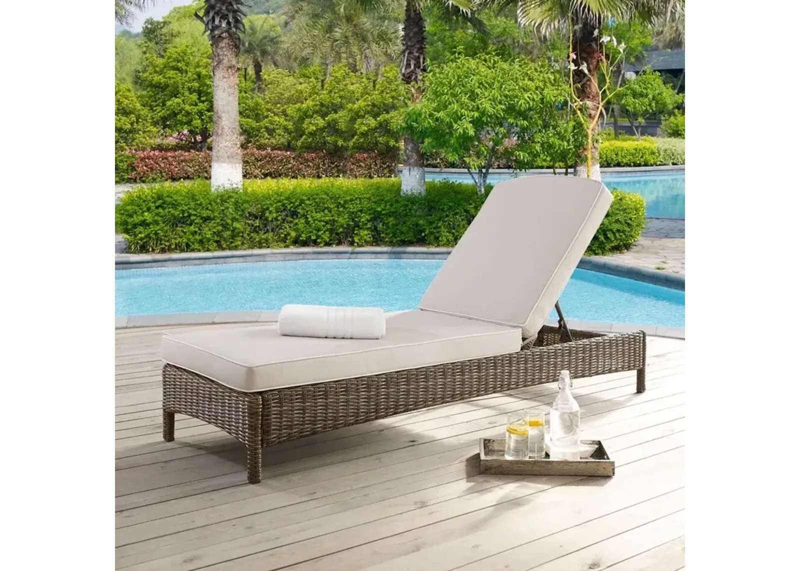 Bradenton Sand and Wicker Patio Chaise Lounge