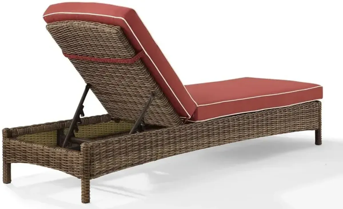 Bradenton Sangria and Wicker Patio Chaise Lounge