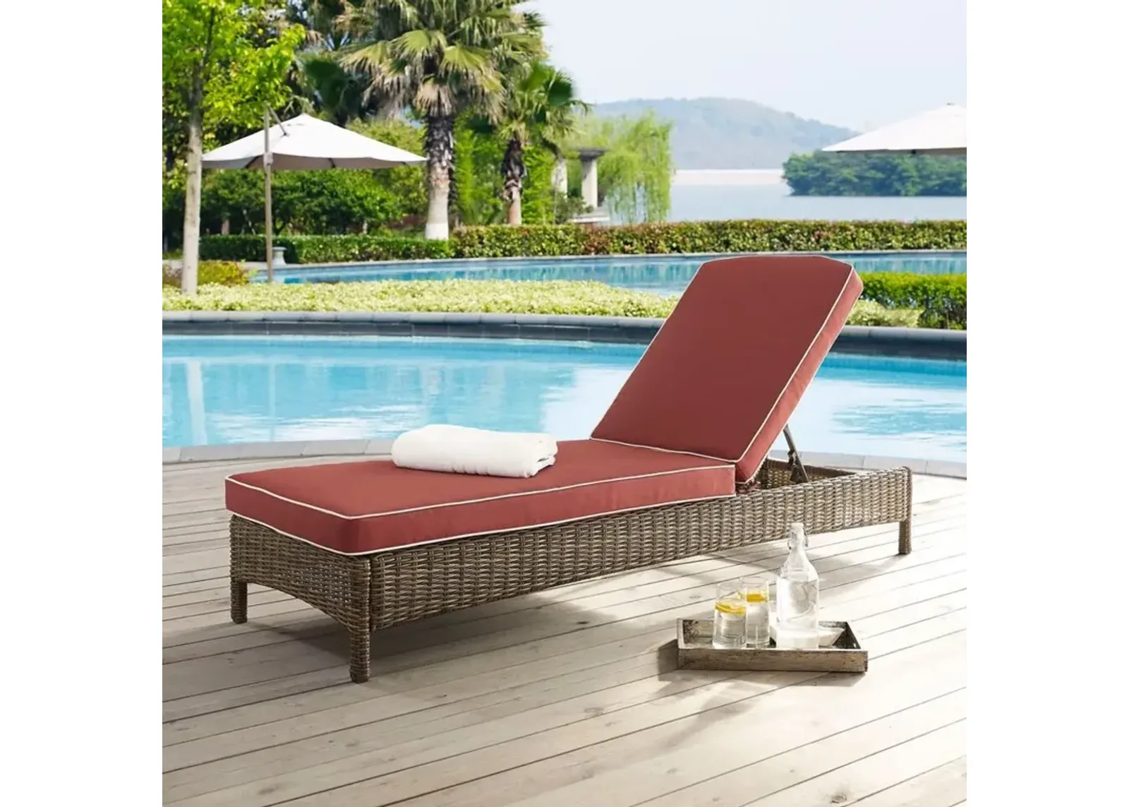 Bradenton Sangria and Wicker Patio Chaise Lounge