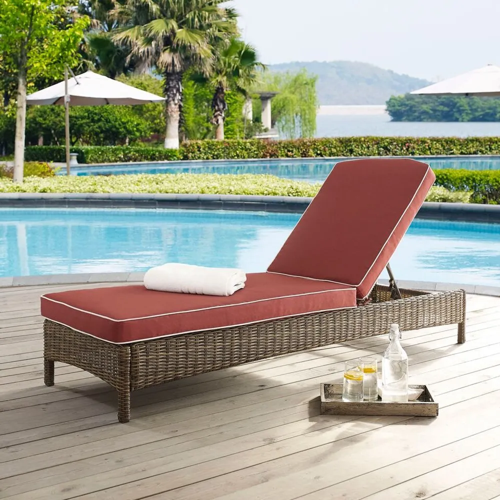 Bradenton Sangria and Wicker Patio Chaise Lounge