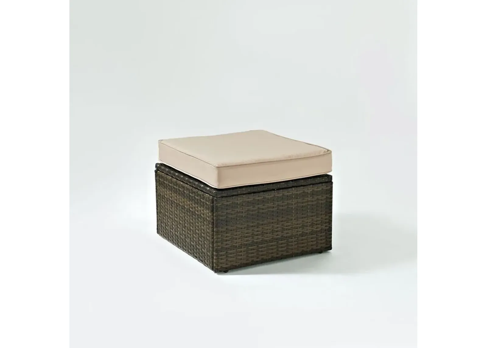 Palm Harbor Sand and Wicker Patio Ottoman