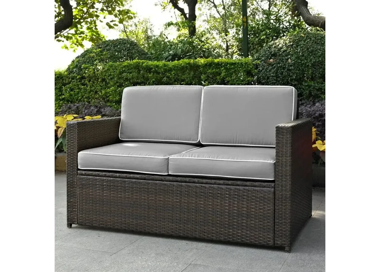 Palm Harbor Gray and Wicker Patio Loveseat