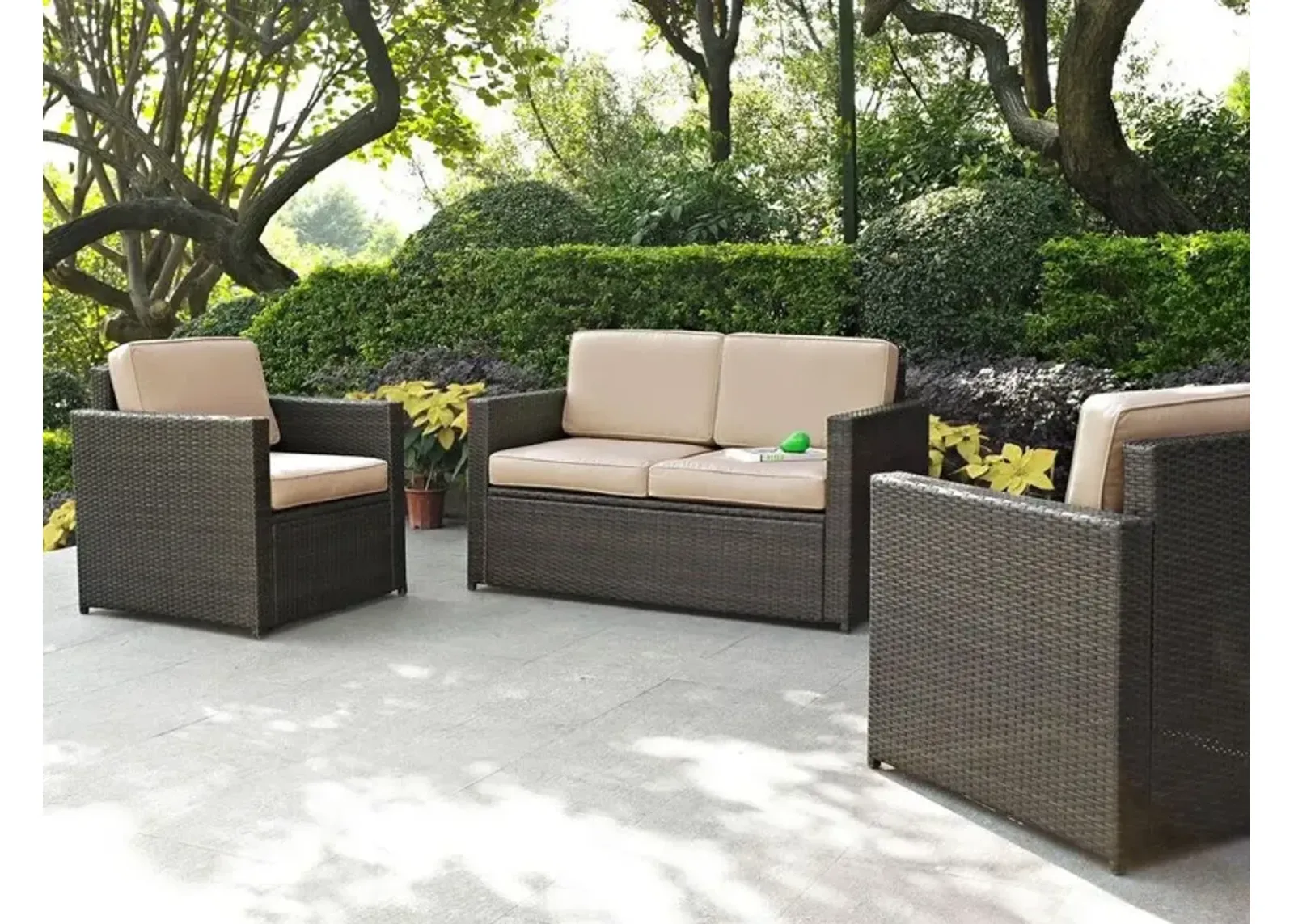 Palm Harbor Sand and Wicker 3 pc Patio Furniture Set