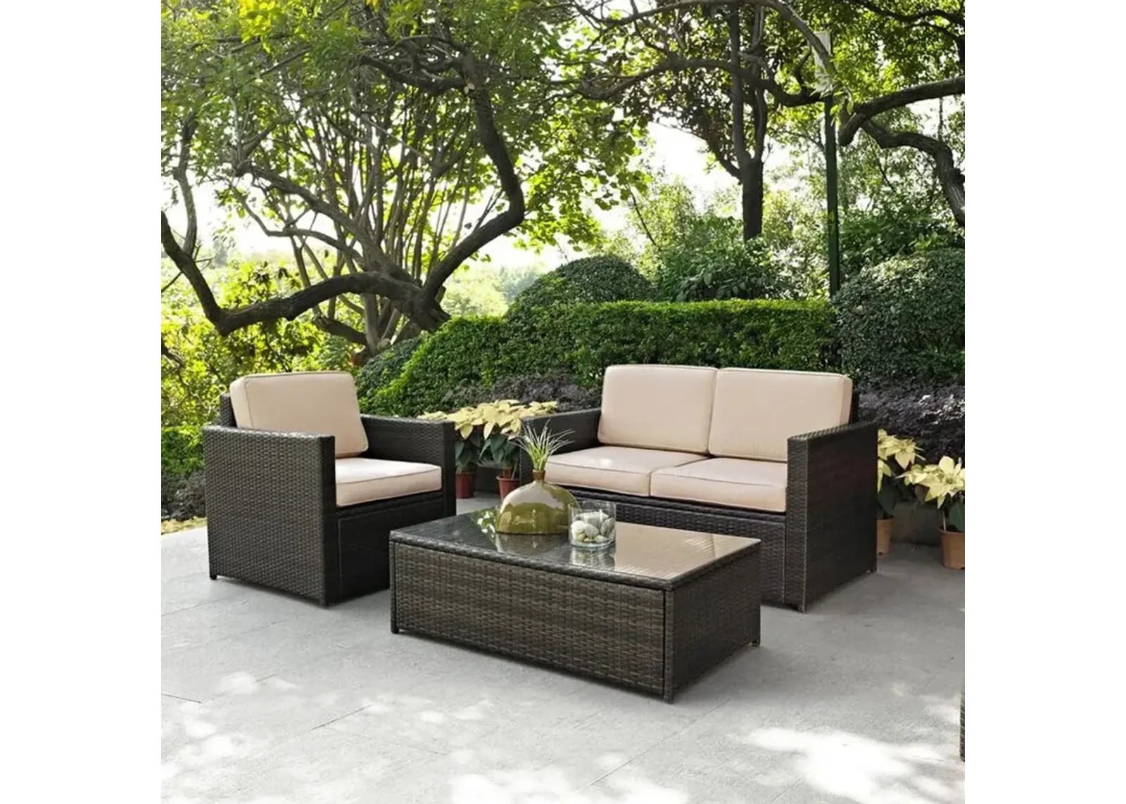 Palm Harbor Sand and Wicker 3 pc Patio Set