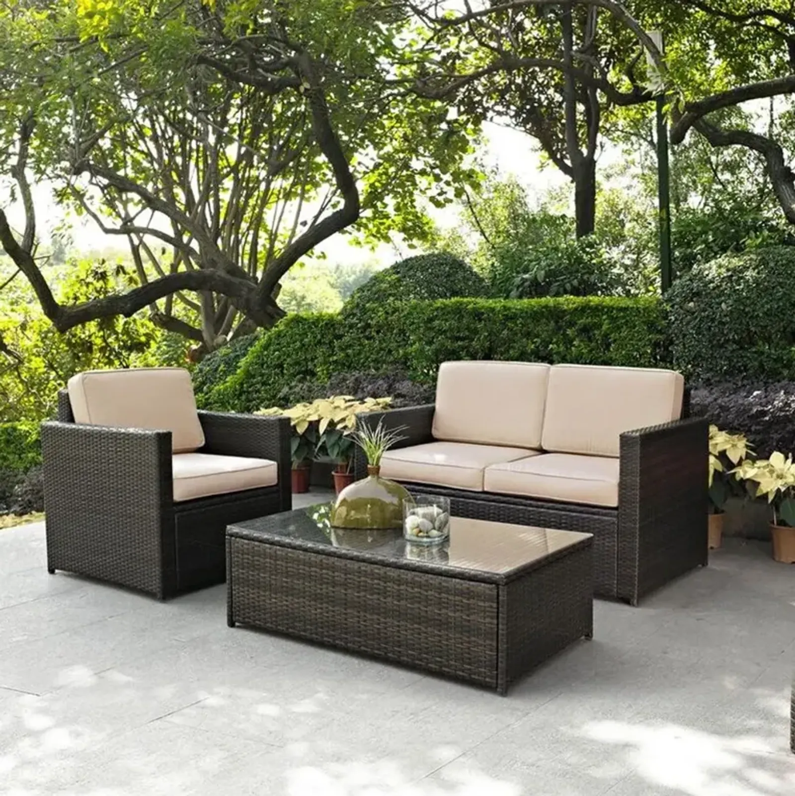 Palm Harbor Sand and Wicker 3 pc Patio Set