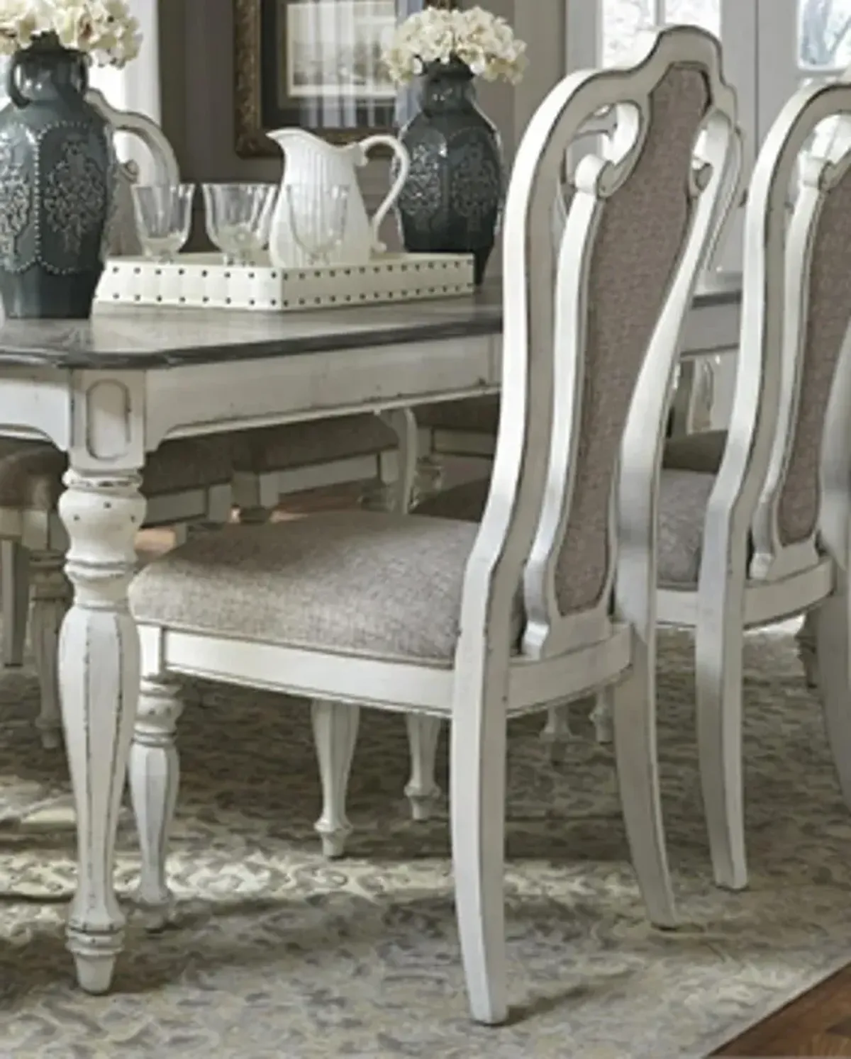 Magnolia Manor Antique White Upholstered Dining Chair