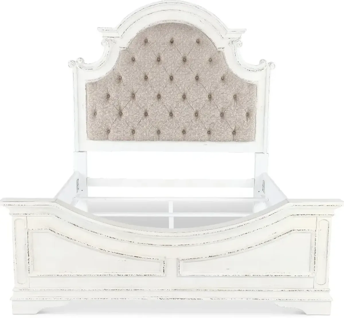 Magnolia Manor Antique White Upholstered King Bed