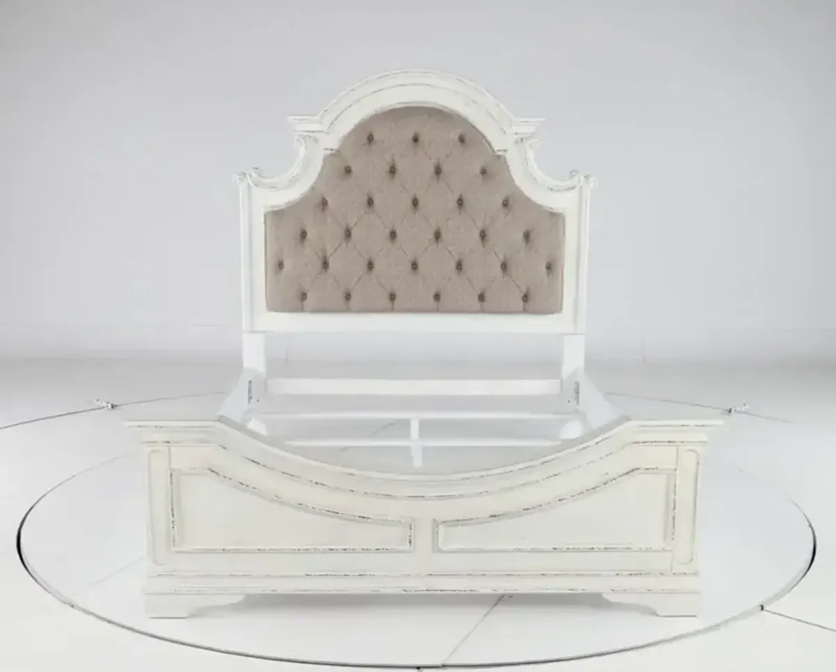 Magnolia Manor Antique White Upholstered King Bed