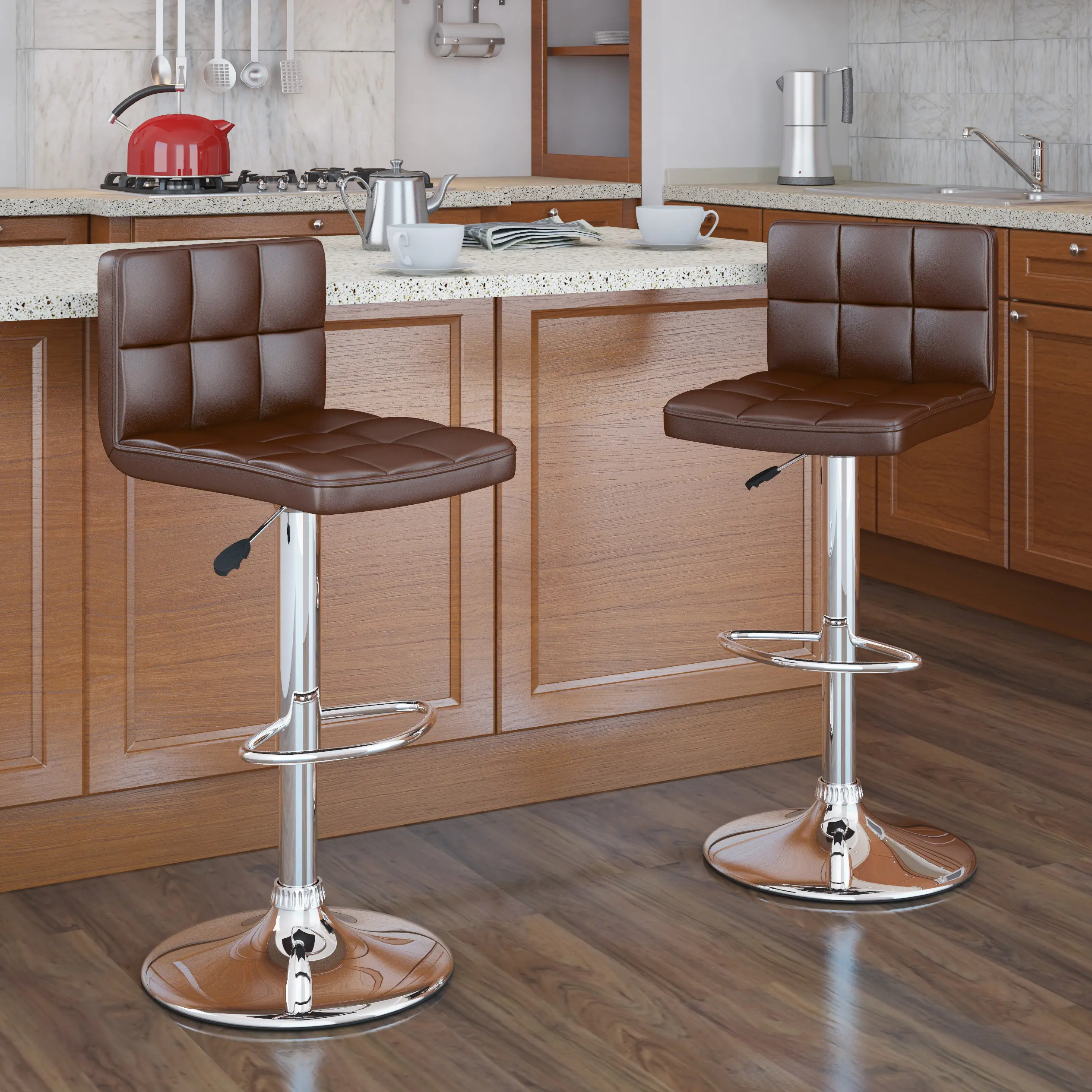 Carson Brown Adjustable Bar Stool, Set of 2