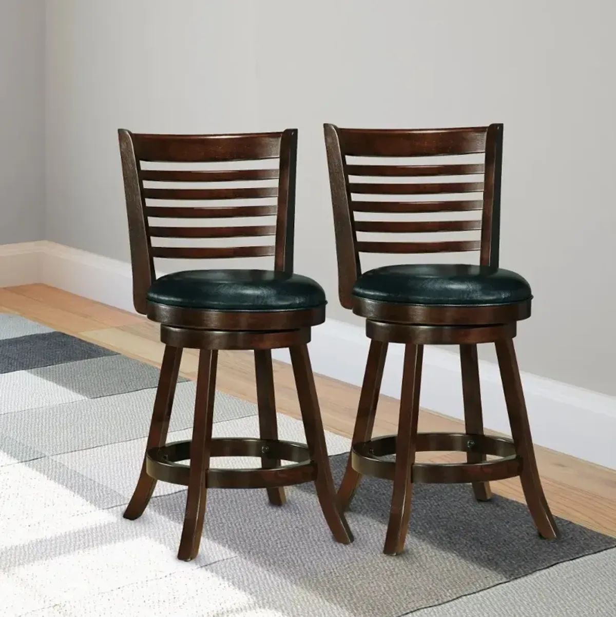 Woodgrove Cappuccino and Black Counter Height Stool, Set of 2