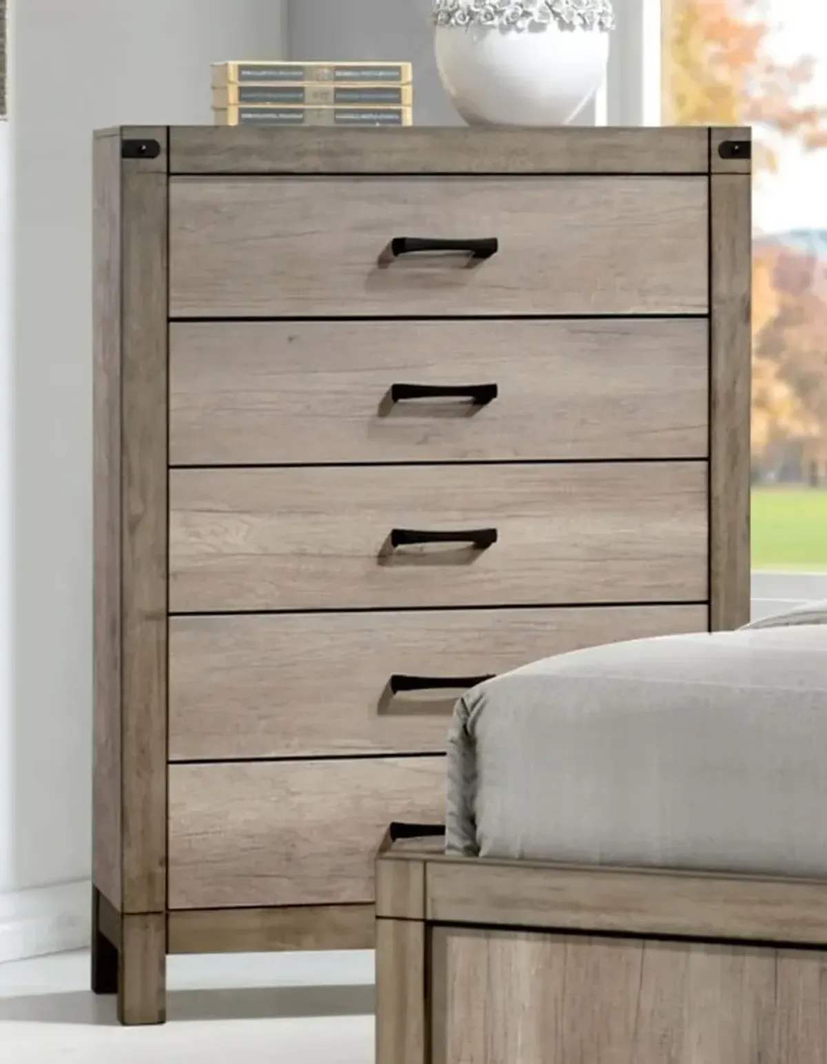 Matteo Rustic Contemporary Antiqued White Chest of Drawers