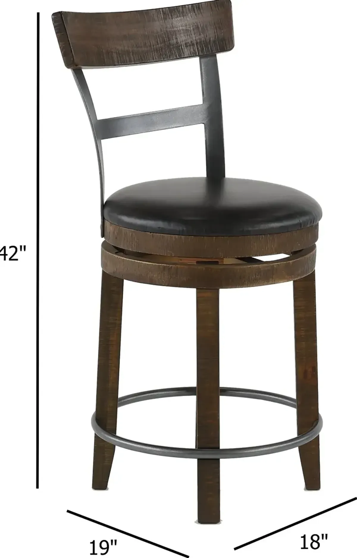 Barrel Tobacco Brown Swivel Counter Height Stool