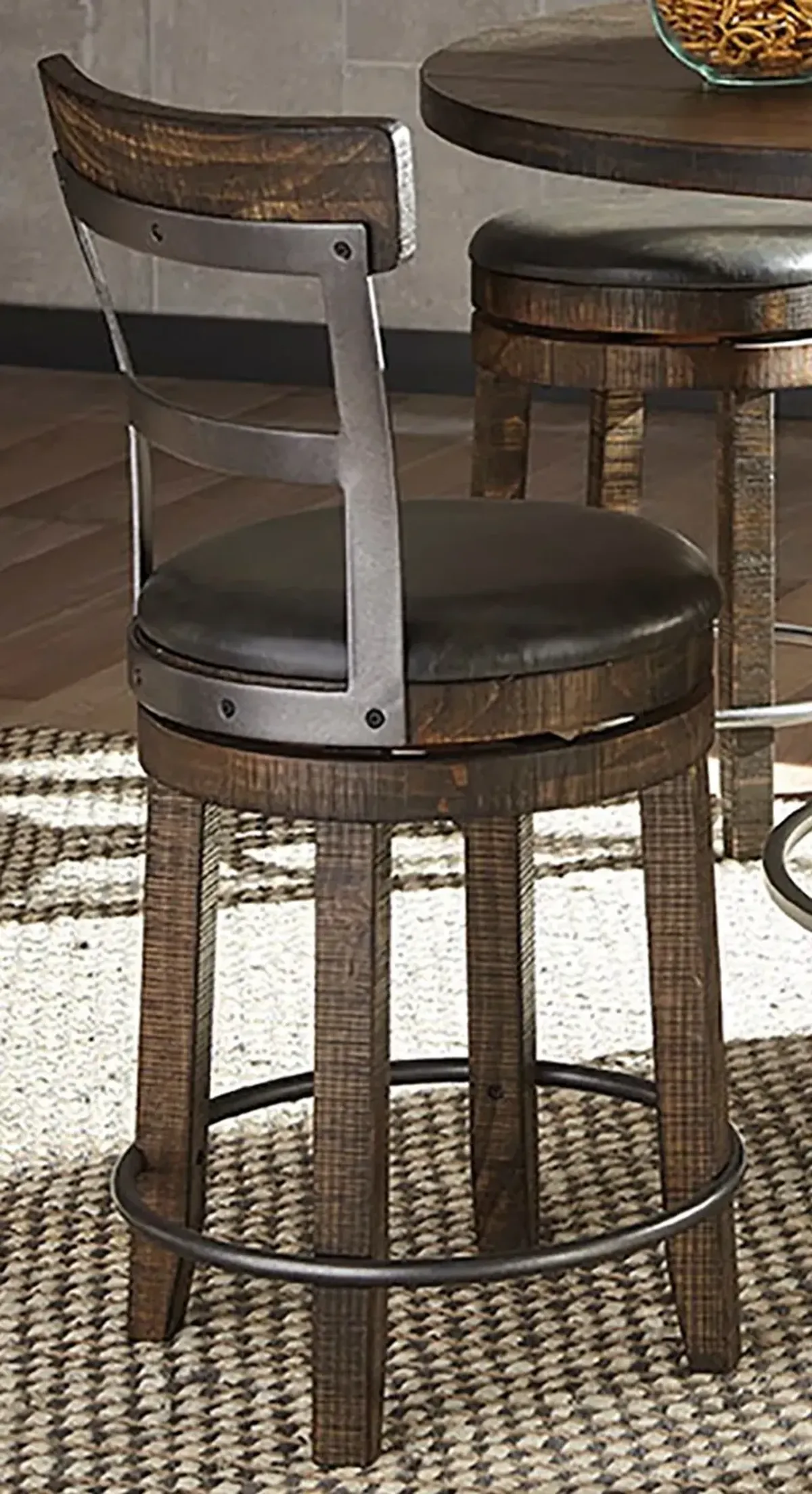 Barrel Tobacco Brown Swivel Counter Height Stool