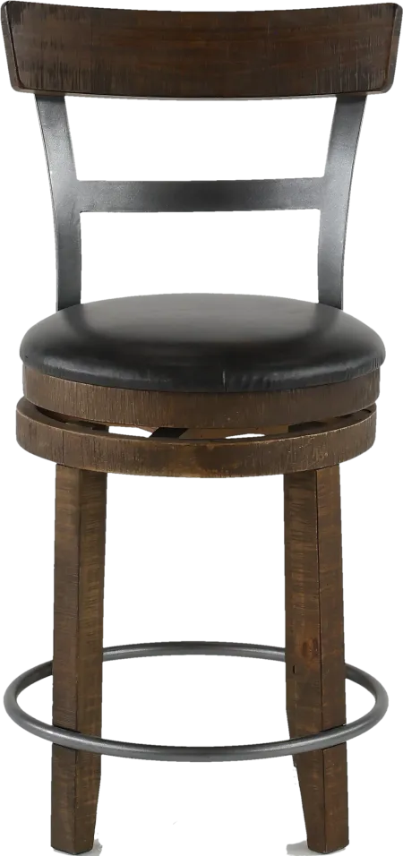 Barrel Tobacco Brown Swivel Counter Height Stool