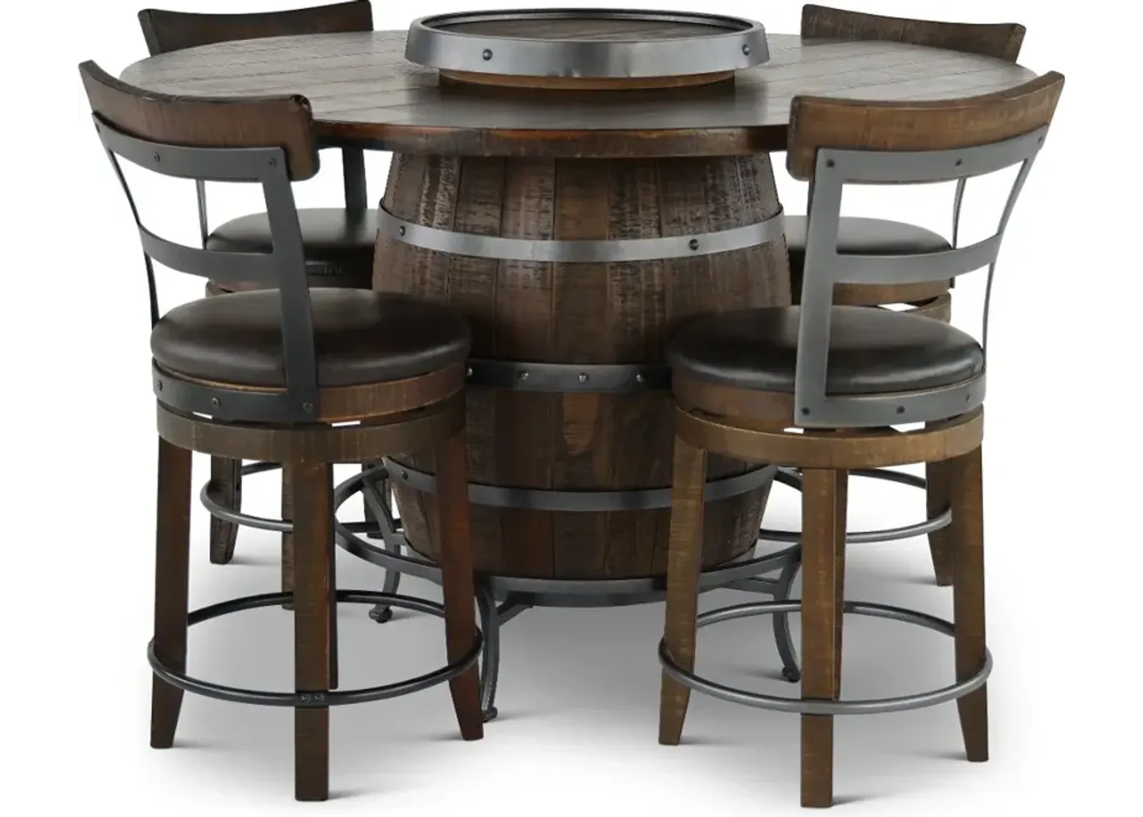 Barrel Tobacco Brown 5 Piece Counter Height Dining Set