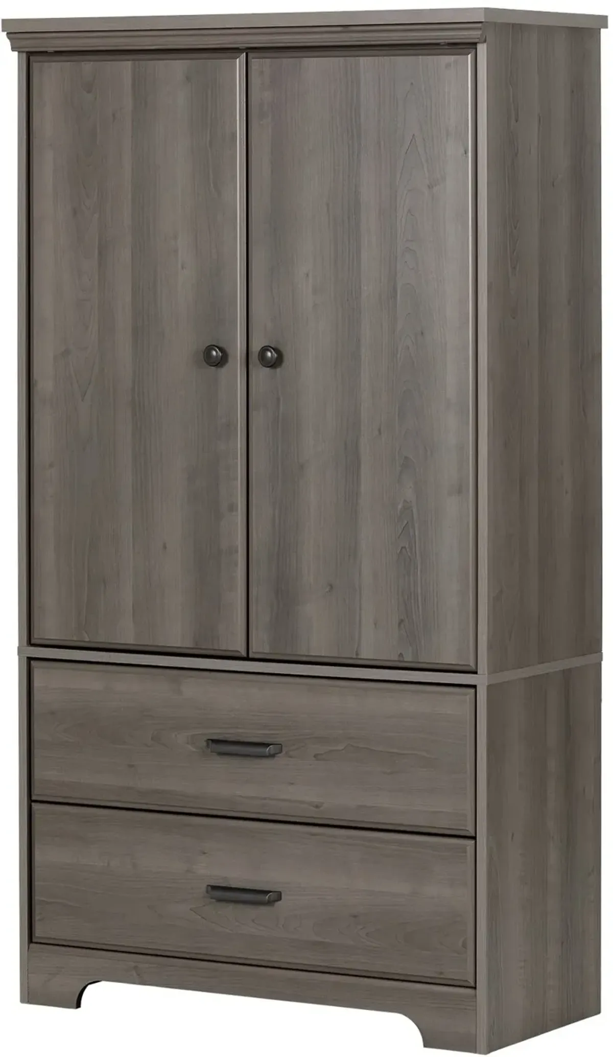 Versa Gray Maple Two-Door Armoire with Drawers - South Shore