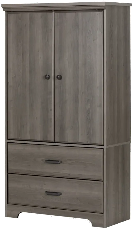 Versa Gray Maple Two-Door Armoire with Drawers - South Shore