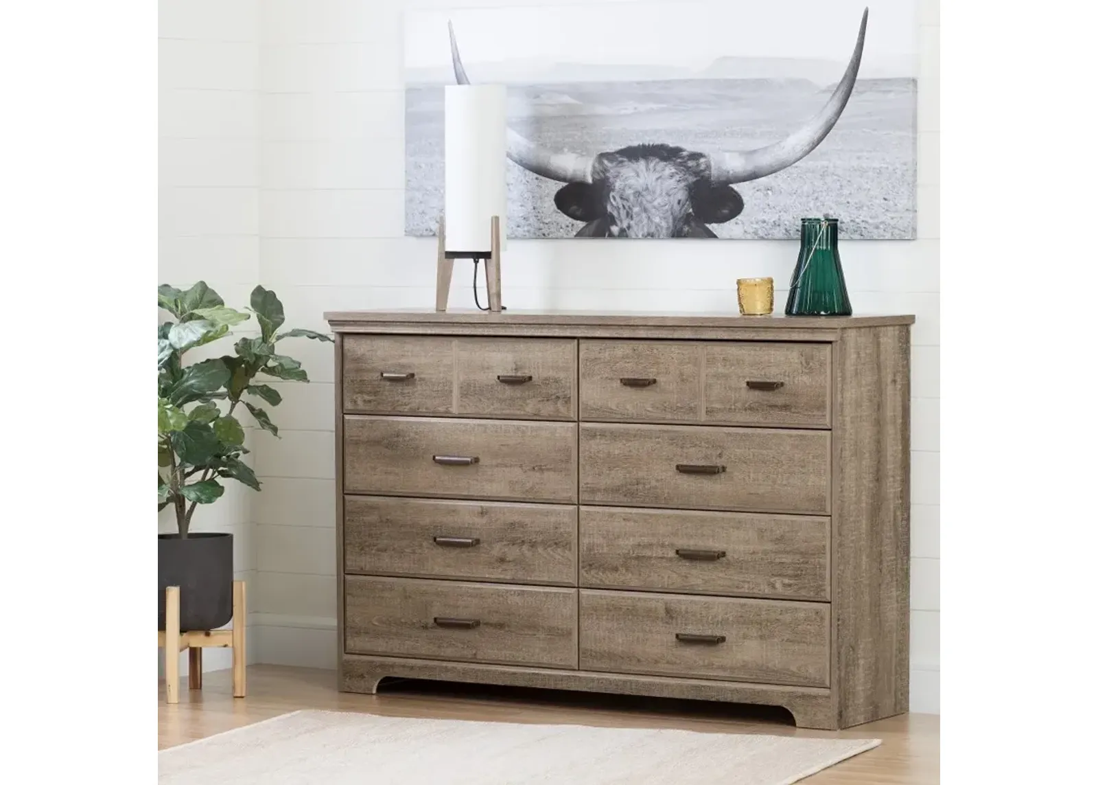 Versa Weathered Oak 8-Drawer Double Dresser - South Shore