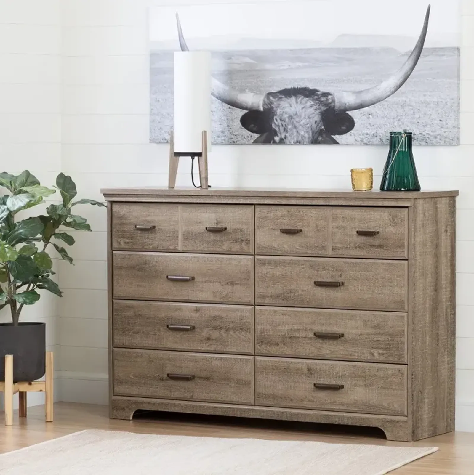 Versa Weathered Oak 8-Drawer Double Dresser - South Shore