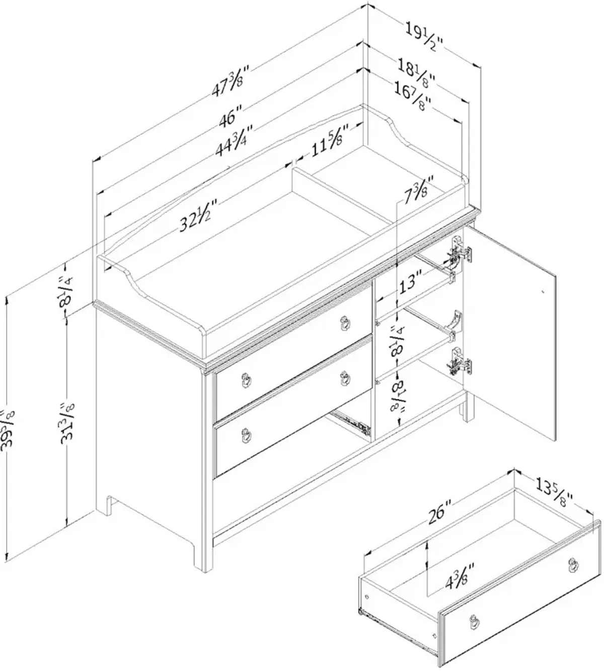 Catimini Changing Table with Removable Changing Station - South Shore