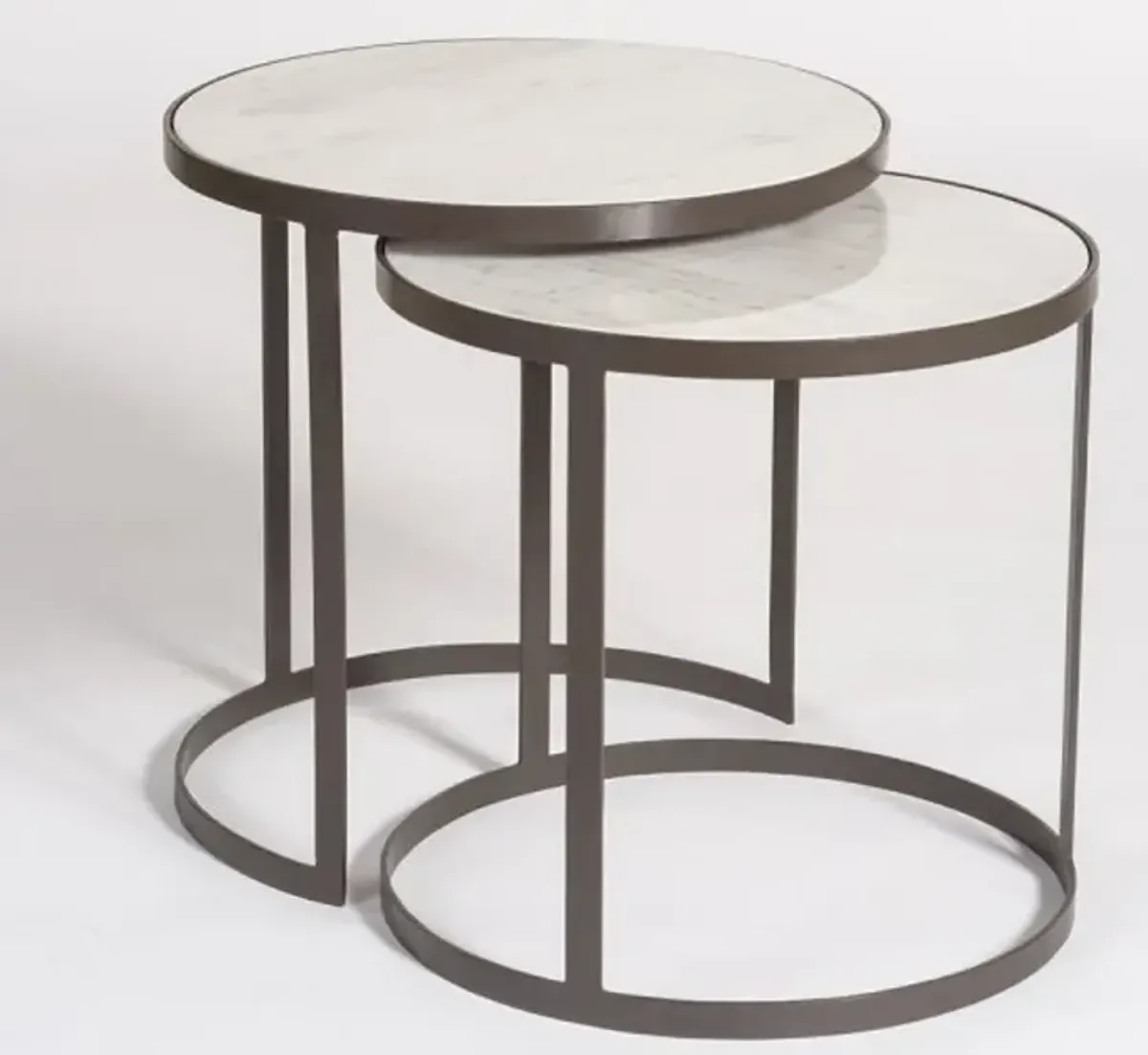 Metal and Marble Round Nesting Tables - Set of 2