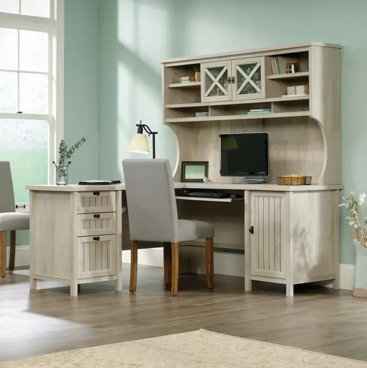 Costa L Shaped Corner Computer Desk with Hutch