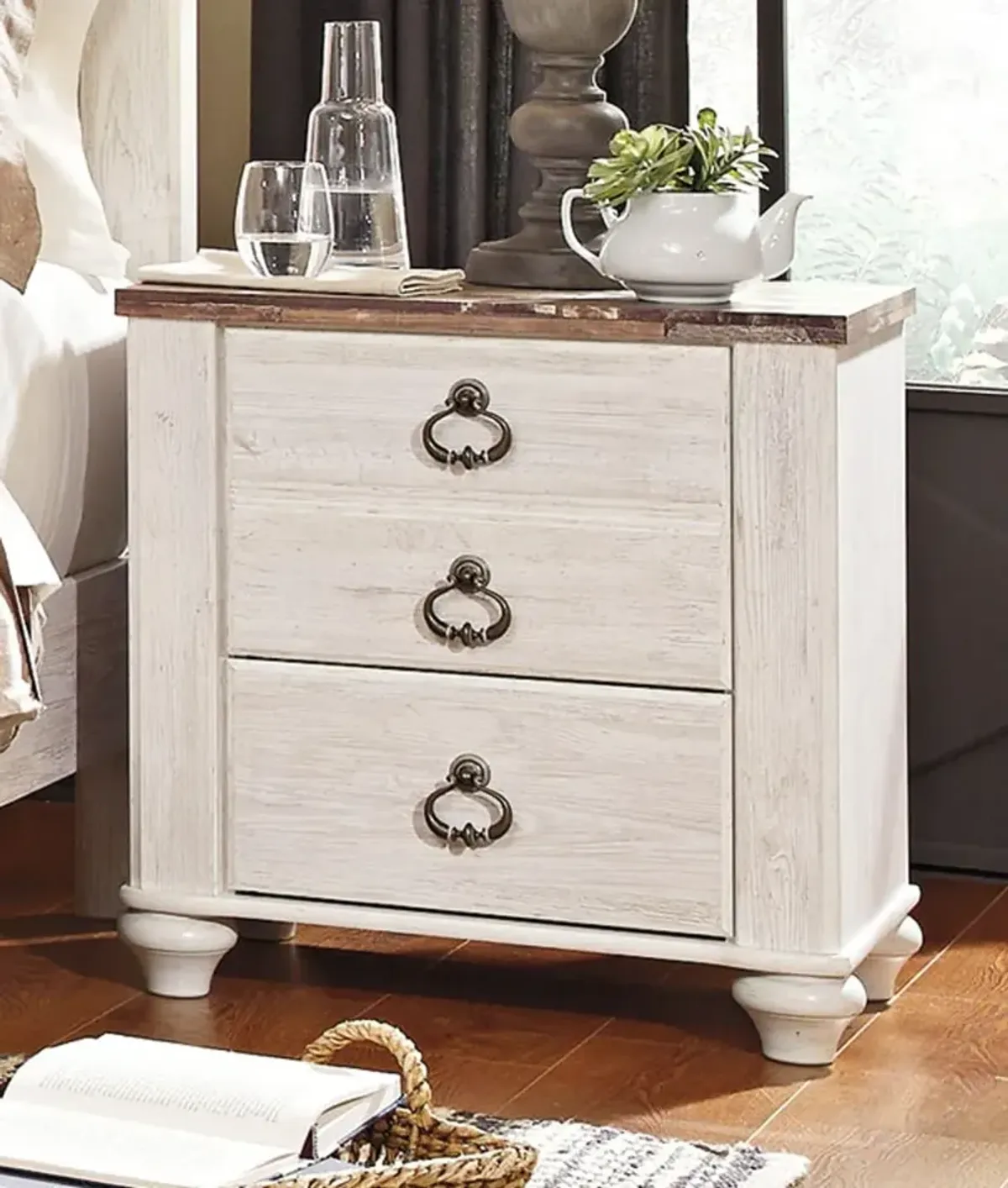 Millhaven Whitewash Nightstand