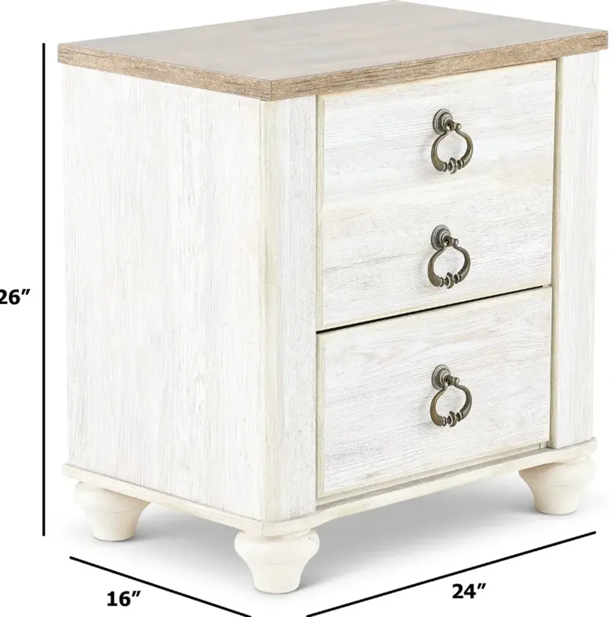 Millhaven Whitewash Nightstand