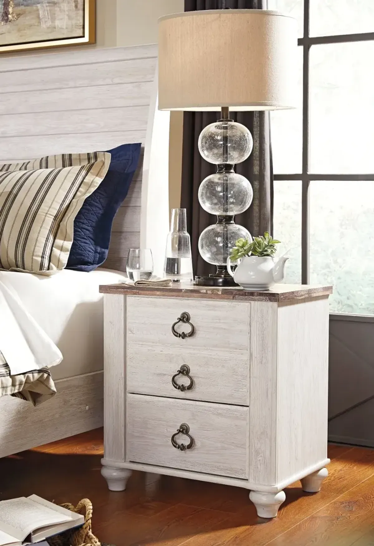 Millhaven Whitewash Nightstand