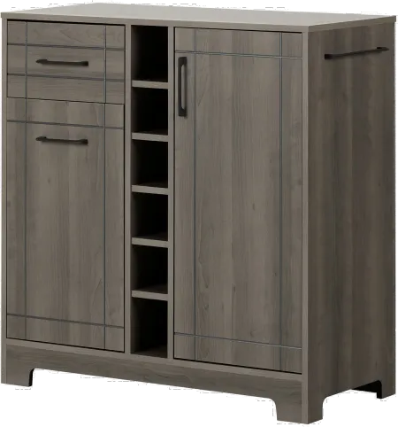 Vietti Gray Bar Cabinet with Bottle and Glass Storage - South Shore